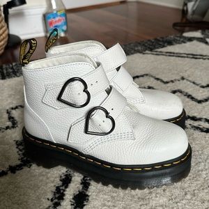 Dr Marten’s Platform Heart Buckle White Boots
